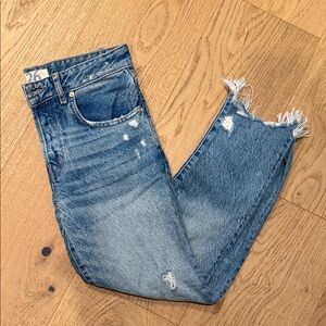 We The Free Light Blue Distressed Straight Leg Jeans